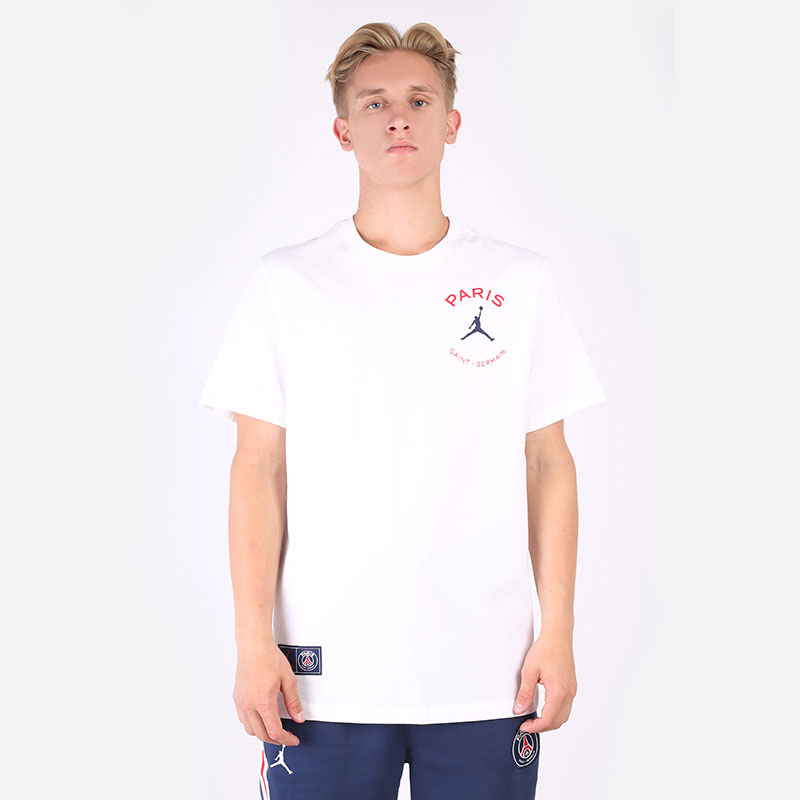 мужская белая футболка Jordan Paris Saint-Germain Logo T-Shirt DB6514-100 - цена, описание, фото 3